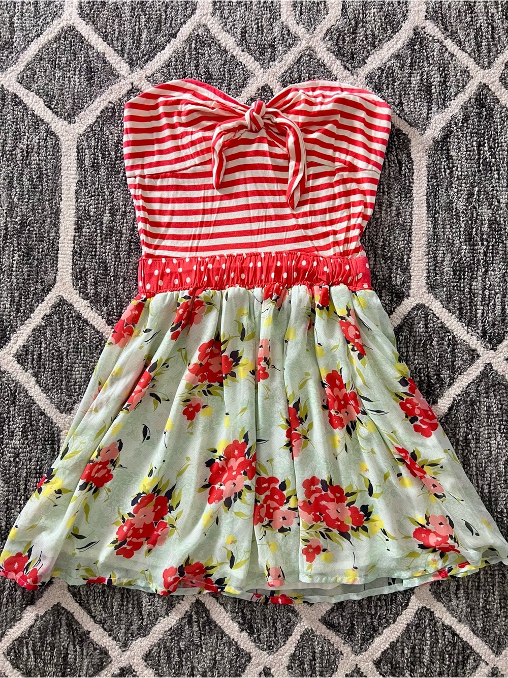 Zara Girls L Floral Stripe Dress